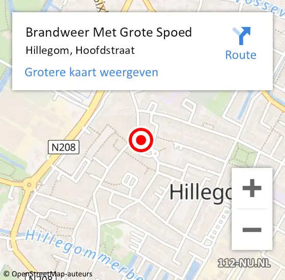 Locatie op kaart van de 112 melding: Brandweer Met Grote Spoed Naar Hillegom, Hoofdstraat op 15 september 2014 08:16