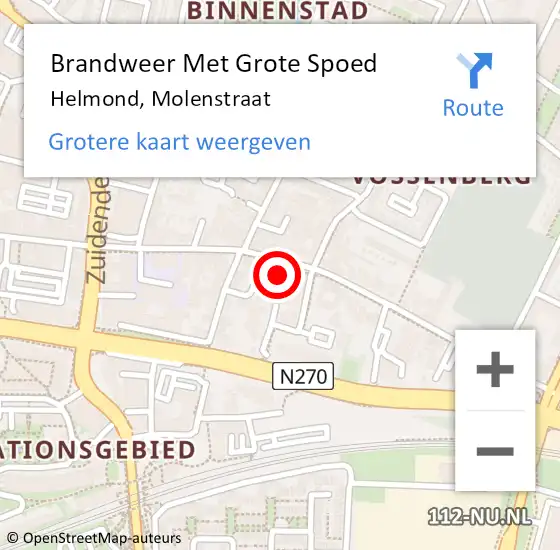 Locatie op kaart van de 112 melding: Brandweer Met Grote Spoed Naar Helmond, Molenstraat op 12 november 2023 17:01