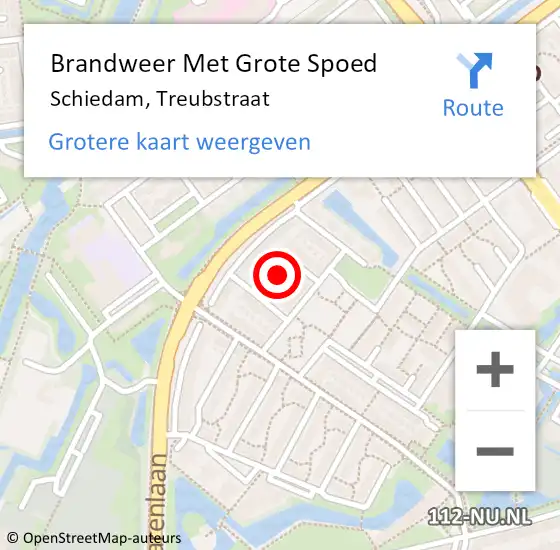 Locatie op kaart van de 112 melding: Brandweer Met Grote Spoed Naar Schiedam, Treubstraat op 12 november 2023 17:11