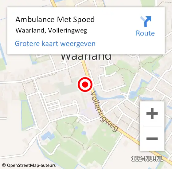 Locatie op kaart van de 112 melding: Ambulance Met Spoed Naar Waarland, Volleringweg op 12 november 2023 17:20