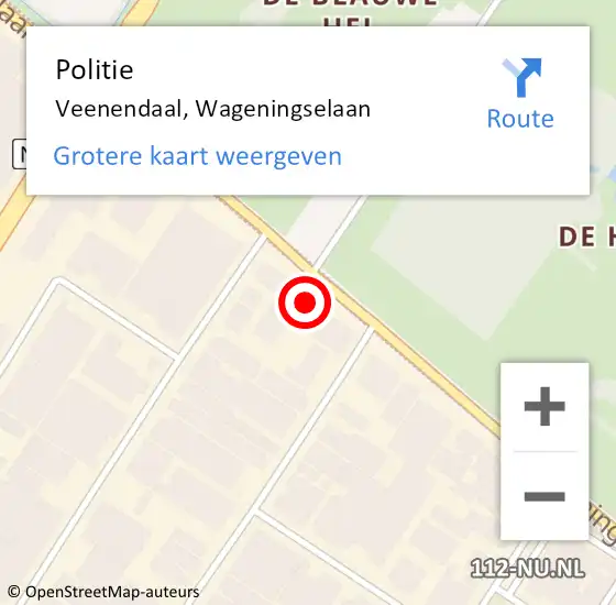 Locatie op kaart van de 112 melding: Politie Veenendaal, Wageningselaan op 12 november 2023 17:27