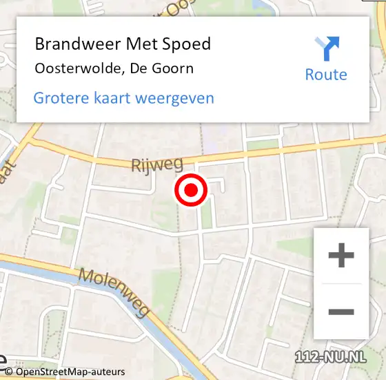 Locatie op kaart van de 112 melding: Brandweer Met Spoed Naar Oosterwolde, De Goorn op 12 november 2023 17:34