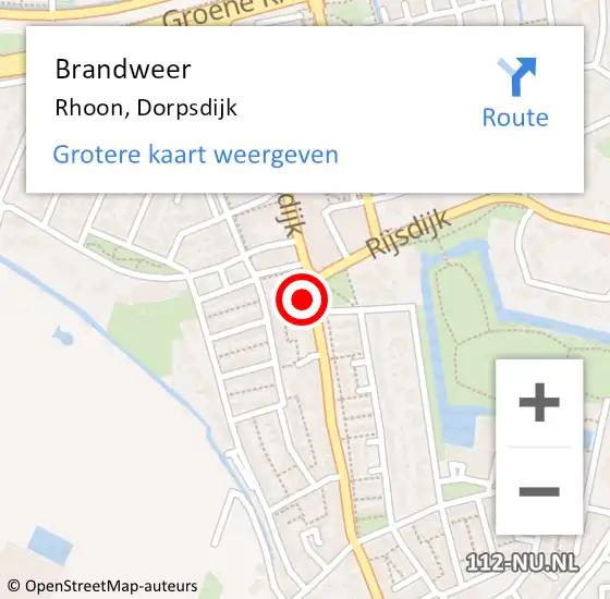 Locatie op kaart van de 112 melding: Brandweer Rhoon, Dorpsdijk op 12 november 2023 17:42