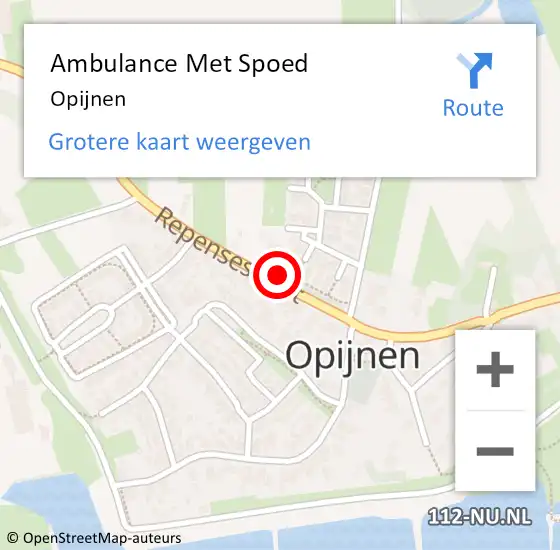 Locatie op kaart van de 112 melding: Ambulance Met Spoed Naar Opijnen op 12 november 2023 17:56