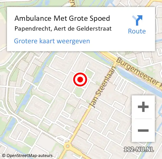 Locatie op kaart van de 112 melding: Ambulance Met Grote Spoed Naar Papendrecht, Aert de Gelderstraat op 12 november 2023 18:10