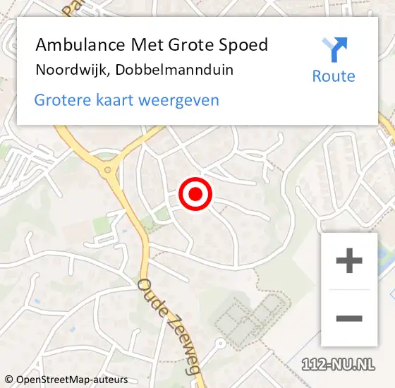 Locatie op kaart van de 112 melding: Ambulance Met Grote Spoed Naar Noordwijk, Dobbelmannduin op 12 november 2023 18:23