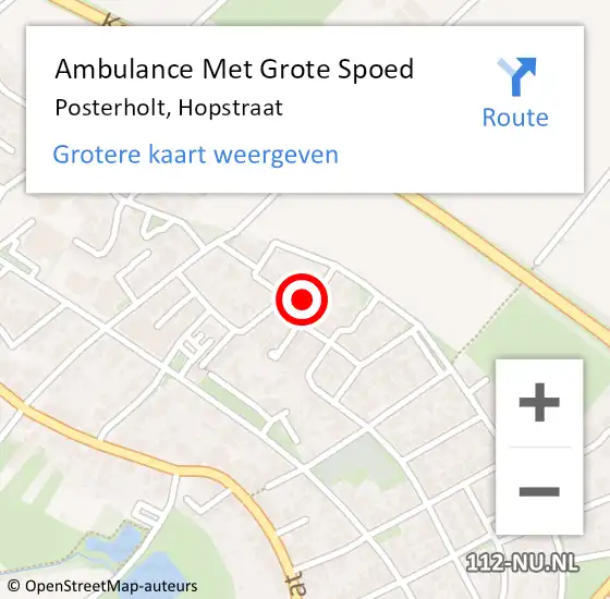 Locatie op kaart van de 112 melding: Ambulance Met Grote Spoed Naar Posterholt, Hopstraat op 12 november 2023 18:58