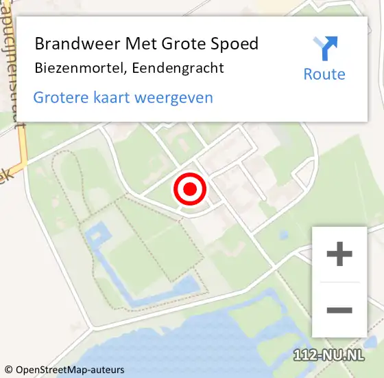 Locatie op kaart van de 112 melding: Brandweer Met Grote Spoed Naar Biezenmortel, Eendengracht op 12 november 2023 19:37