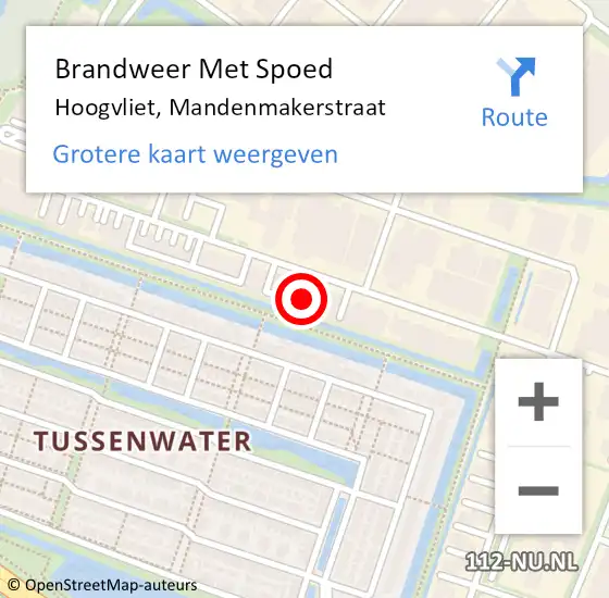 Locatie op kaart van de 112 melding: Brandweer Met Spoed Naar Hoogvliet, Mandenmakerstraat op 12 november 2023 19:50