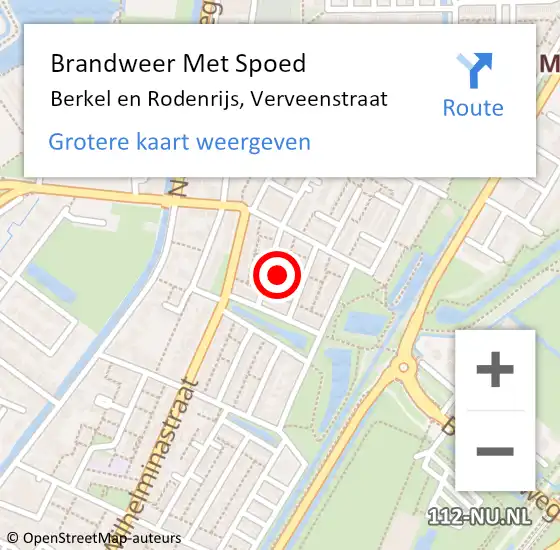 Locatie op kaart van de 112 melding: Brandweer Met Spoed Naar Berkel en Rodenrijs, Verveenstraat op 12 november 2023 20:41