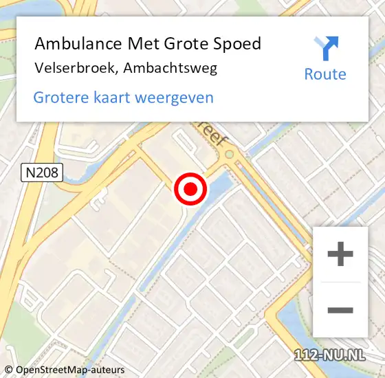 Locatie op kaart van de 112 melding: Ambulance Met Grote Spoed Naar Velserbroek, Ambachtsweg op 12 november 2023 20:57