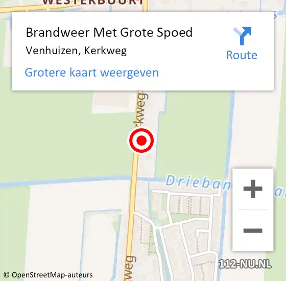 Locatie op kaart van de 112 melding: Brandweer Met Grote Spoed Naar Venhuizen, Kerkweg op 12 november 2023 21:04