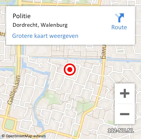 Locatie op kaart van de 112 melding: Politie Dordrecht, Walenburg op 12 november 2023 21:31