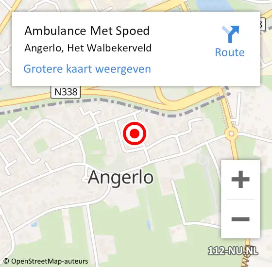 Locatie op kaart van de 112 melding: Ambulance Met Spoed Naar Angerlo, Het Walbekerveld op 15 september 2014 08:38