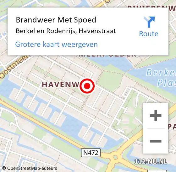 Locatie op kaart van de 112 melding: Brandweer Met Spoed Naar Berkel en Rodenrijs, Havenstraat op 12 november 2023 22:39