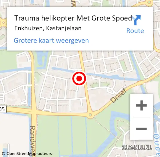 Locatie op kaart van de 112 melding: Trauma helikopter Met Grote Spoed Naar Enkhuizen, Kastanjelaan op 12 november 2023 22:47