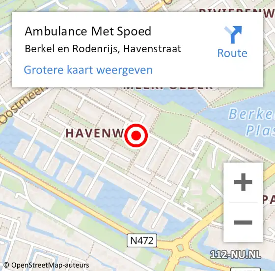 Locatie op kaart van de 112 melding: Ambulance Met Spoed Naar Berkel en Rodenrijs, Havenstraat op 12 november 2023 22:52
