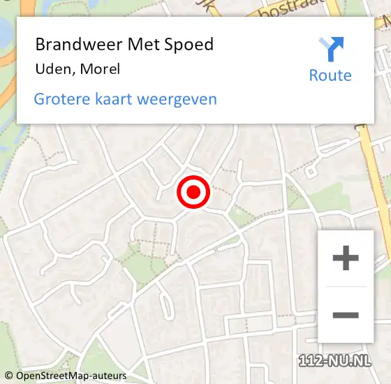 Locatie op kaart van de 112 melding: Brandweer Met Spoed Naar Uden, Morel op 12 november 2023 22:59