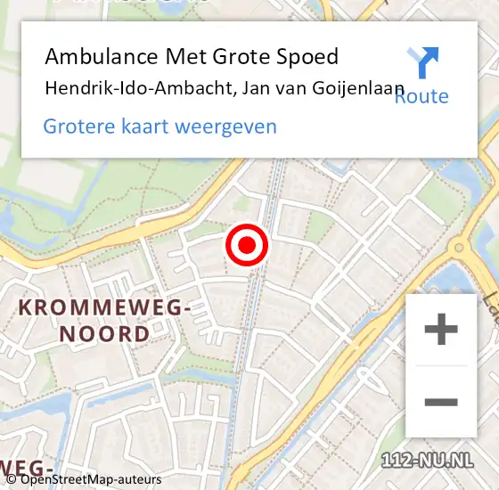Locatie op kaart van de 112 melding: Ambulance Met Grote Spoed Naar Hendrik-Ido-Ambacht, Jan van Goijenlaan op 12 november 2023 23:12