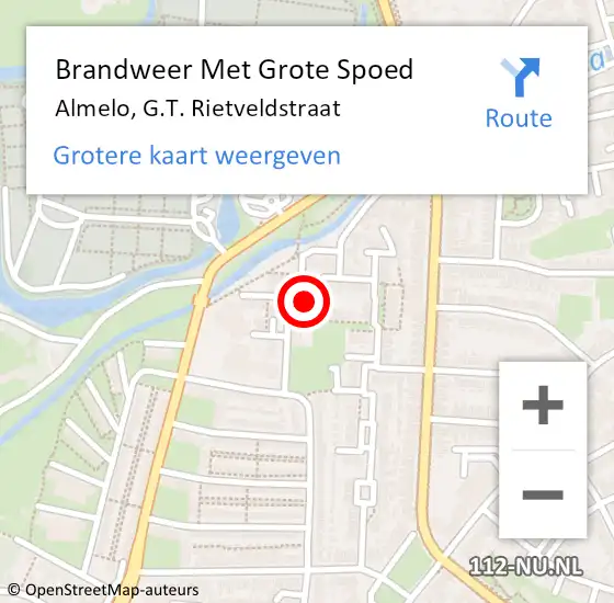 Locatie op kaart van de 112 melding: Brandweer Met Grote Spoed Naar Almelo, G.T. Rietveldstraat op 12 november 2023 23:24