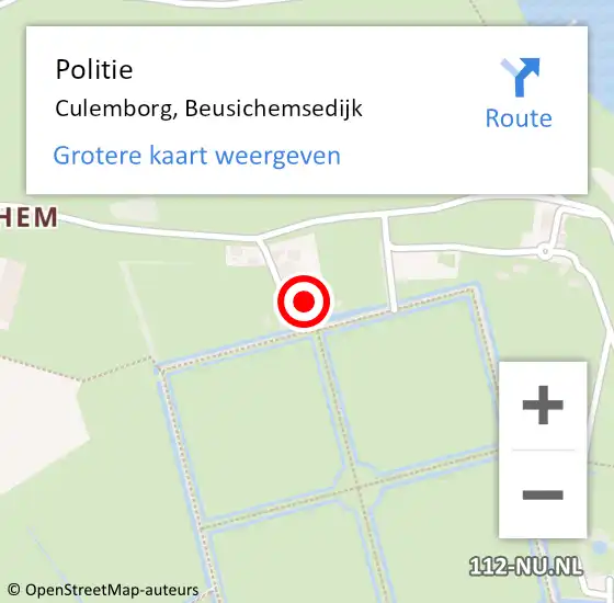 Locatie op kaart van de 112 melding: Politie Culemborg, Beusichemsedijk op 13 november 2023 00:02