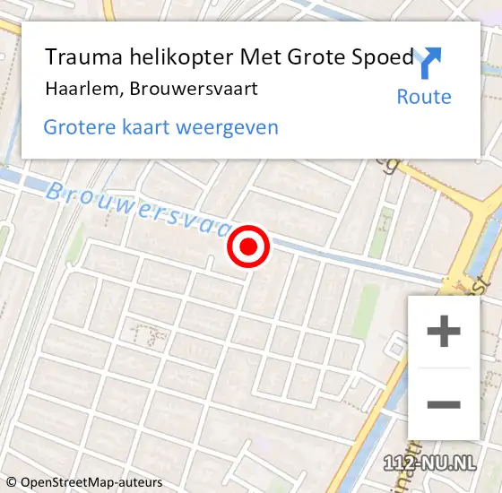 Locatie op kaart van de 112 melding: Trauma helikopter Met Grote Spoed Naar Haarlem, Brouwersvaart op 13 november 2023 00:51