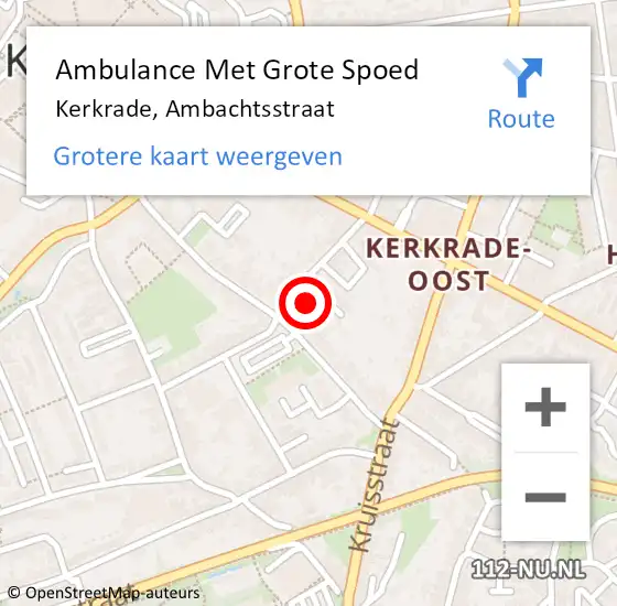 Locatie op kaart van de 112 melding: Ambulance Met Grote Spoed Naar Kerkrade, Ambachtsstraat op 15 september 2014 08:48