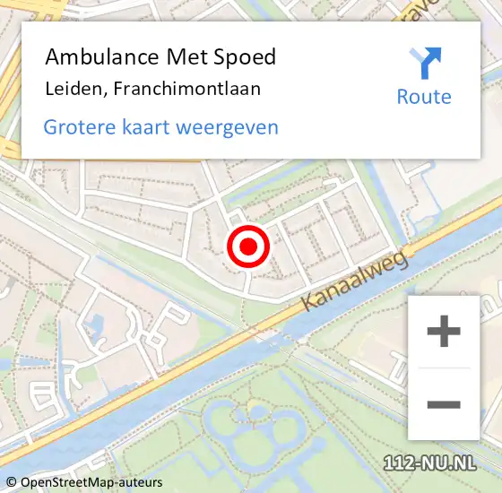 Locatie op kaart van de 112 melding: Ambulance Met Spoed Naar Leiden, Franchimontlaan op 13 november 2023 01:41