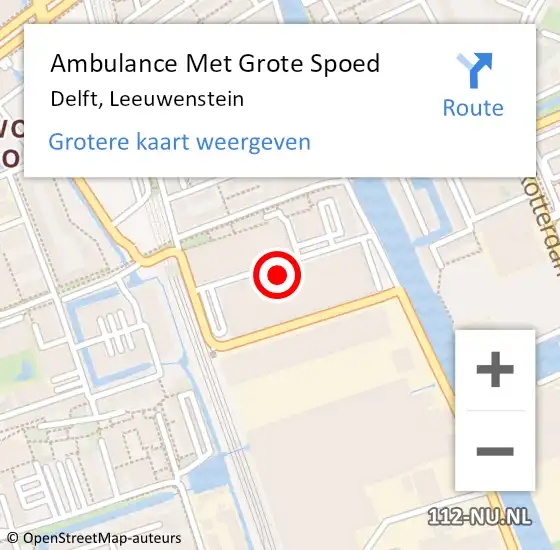 Locatie op kaart van de 112 melding: Ambulance Met Grote Spoed Naar Delft, Leeuwenstein op 13 november 2023 02:15