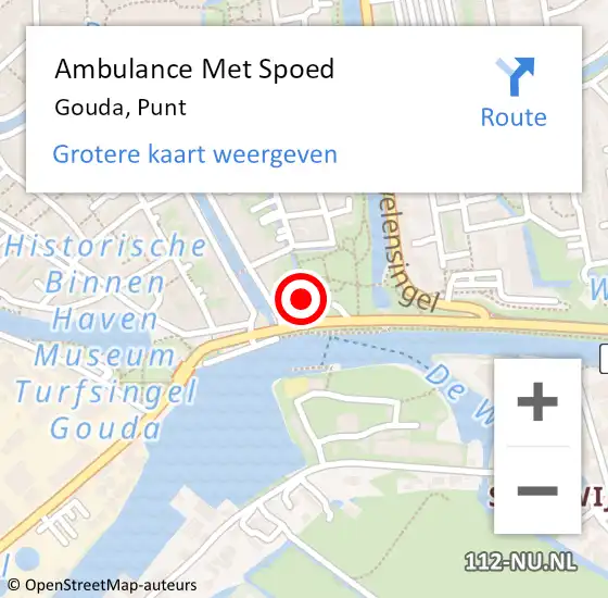 Locatie op kaart van de 112 melding: Ambulance Met Spoed Naar Gouda, Punt op 13 november 2023 02:31