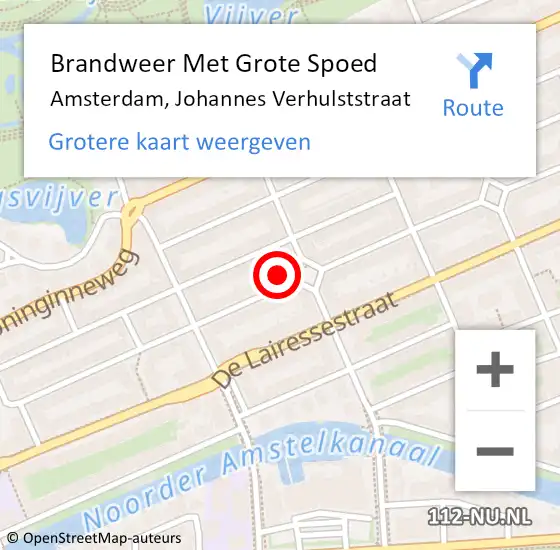 Locatie op kaart van de 112 melding: Brandweer Met Grote Spoed Naar Amsterdam, Johannes Verhulststraat op 13 november 2023 02:32