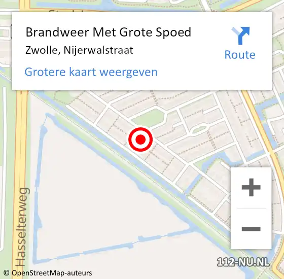 Locatie op kaart van de 112 melding: Brandweer Met Grote Spoed Naar Zwolle, Nijerwalstraat op 13 november 2023 02:36