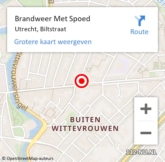 Locatie op kaart van de 112 melding: Brandweer Met Spoed Naar Utrecht, Biltstraat op 13 november 2023 03:47