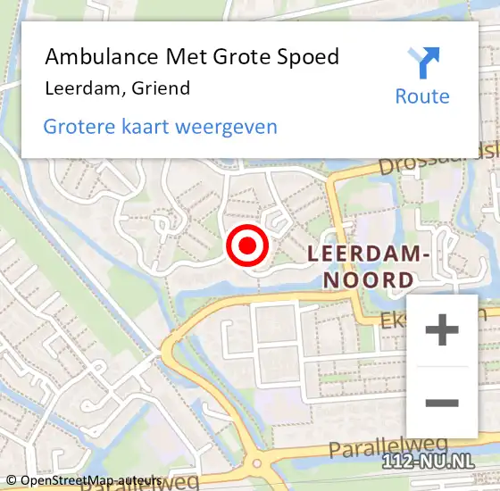 Locatie op kaart van de 112 melding: Ambulance Met Grote Spoed Naar Leerdam, Griend op 13 november 2023 04:00