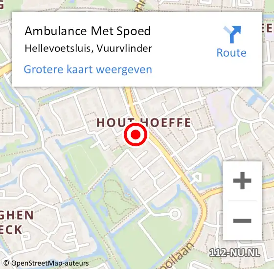 Locatie op kaart van de 112 melding: Ambulance Met Spoed Naar Hellevoetsluis, Vuurvlinder op 13 november 2023 04:32