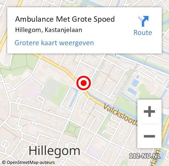 Locatie op kaart van de 112 melding: Ambulance Met Grote Spoed Naar Hillegom, Kastanjelaan op 13 november 2023 04:50