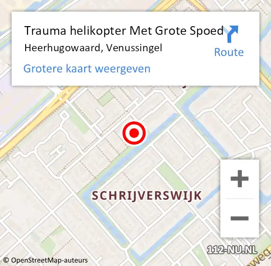 Locatie op kaart van de 112 melding: Trauma helikopter Met Grote Spoed Naar Heerhugowaard, Venussingel op 13 november 2023 05:19