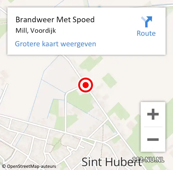 Locatie op kaart van de 112 melding: Brandweer Met Spoed Naar Mill, Voordijk op 13 november 2023 06:41