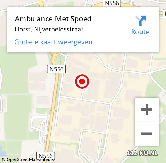 Locatie op kaart van de 112 melding: Ambulance Met Spoed Naar Horst, Nijverheidsstraat op 13 november 2023 07:07