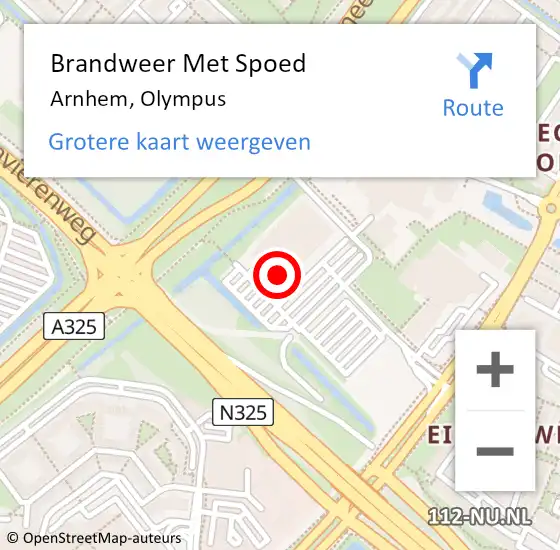 Locatie op kaart van de 112 melding: Brandweer Met Spoed Naar Arnhem, Olympus op 13 november 2023 07:10