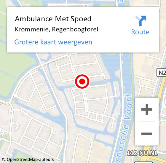 Locatie op kaart van de 112 melding: Ambulance Met Spoed Naar Krommenie, Regenboogforel op 13 november 2023 07:10