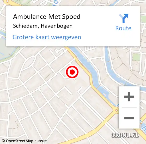 Locatie op kaart van de 112 melding: Ambulance Met Spoed Naar Schiedam, Havenbogen op 13 november 2023 07:20