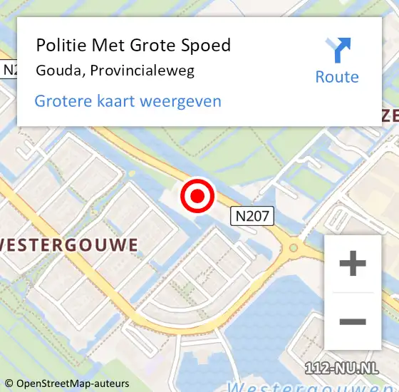 Locatie op kaart van de 112 melding: Politie Met Grote Spoed Naar Gouda, Provincialeweg op 13 november 2023 07:23