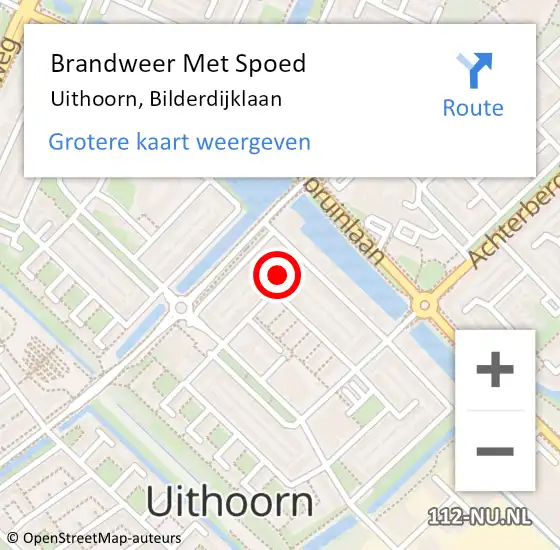 Locatie op kaart van de 112 melding: Brandweer Met Spoed Naar Uithoorn, Bilderdijklaan op 13 november 2023 07:26