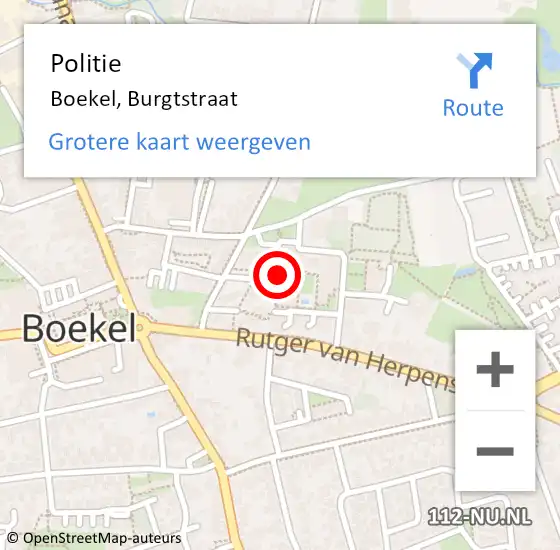 Locatie op kaart van de 112 melding: Politie Boekel, Burgtstraat op 13 november 2023 07:41