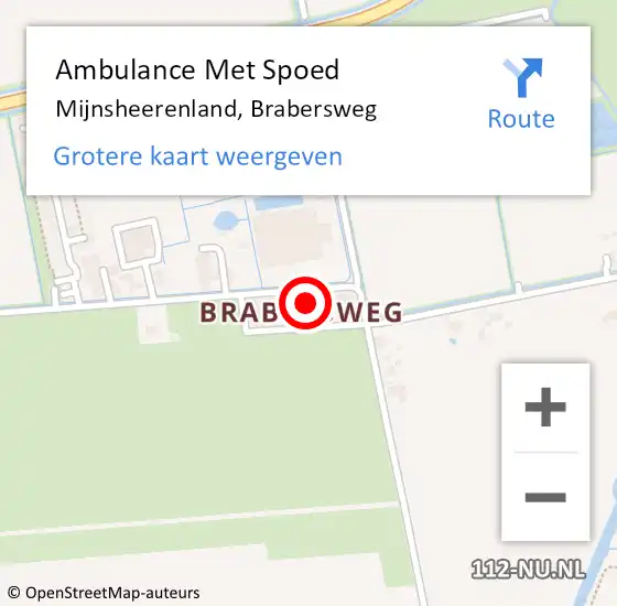 Locatie op kaart van de 112 melding: Ambulance Met Spoed Naar Mijnsheerenland, Brabersweg op 13 november 2023 08:02