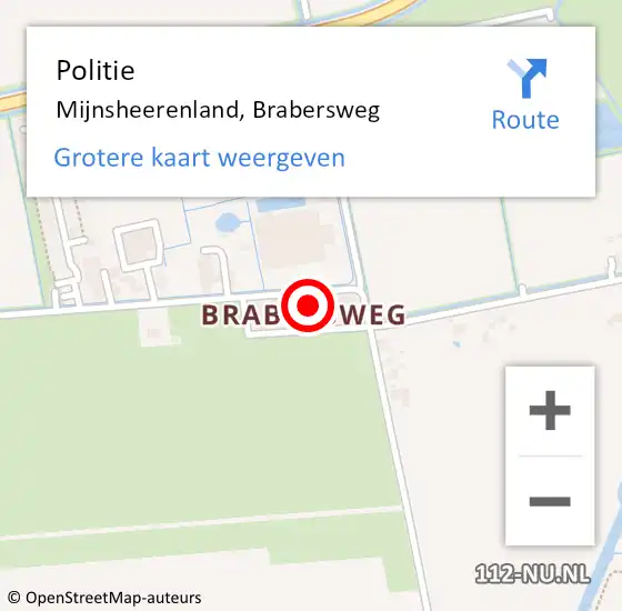 Locatie op kaart van de 112 melding: Politie Mijnsheerenland, Brabersweg op 13 november 2023 08:03