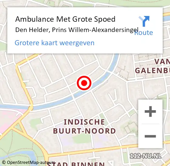 Locatie op kaart van de 112 melding: Ambulance Met Grote Spoed Naar Den Helder, Prins Willem-Alexandersingel op 13 november 2023 08:31