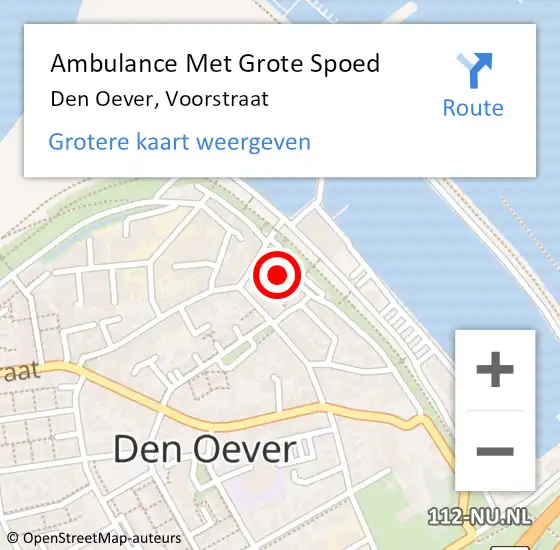 Locatie op kaart van de 112 melding: Ambulance Met Grote Spoed Naar Den Oever, Voorstraat op 13 november 2023 08:37