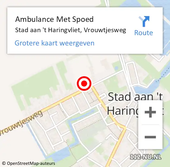 Locatie op kaart van de 112 melding: Ambulance Met Spoed Naar Stad aan 't Haringvliet, Vrouwtjesweg op 13 november 2023 09:07